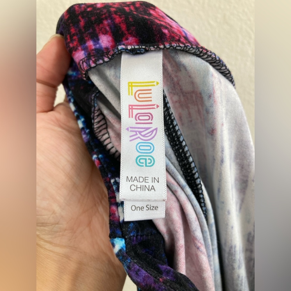 LuLaRoe Ice Wash Leggings Size OS Blue Purple Raspberry Abstract Print - Picture 5 of 7